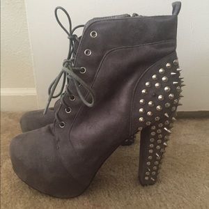 Stylish spiked lace up heels